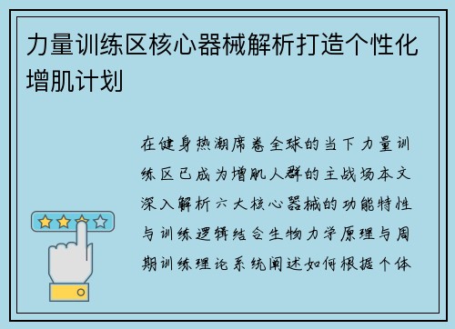 力量训练区核心器械解析打造个性化增肌计划
