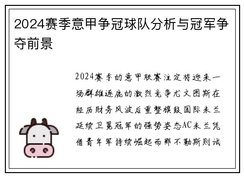 2024赛季意甲争冠球队分析与冠军争夺前景